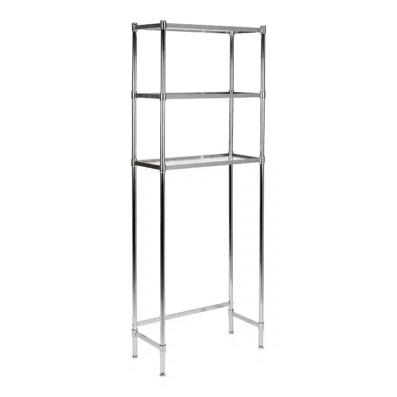 3-Tier Over-Toilet Glass Shelving Unit Chrome