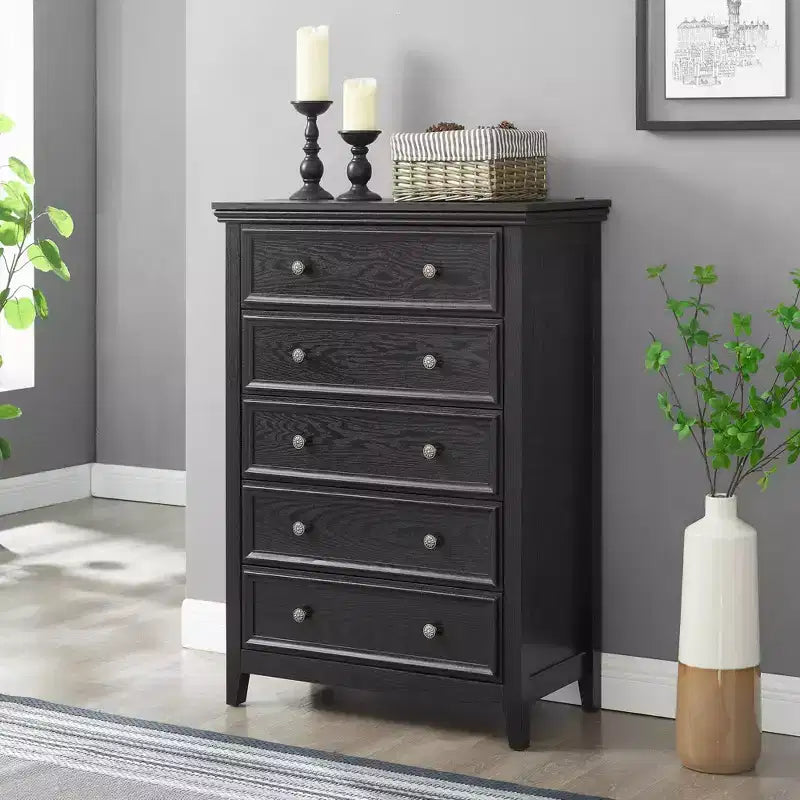 Commode blanche à 5 tiroirs, organisateur de rangement pour vêtements pour salon ou chambre à coucher