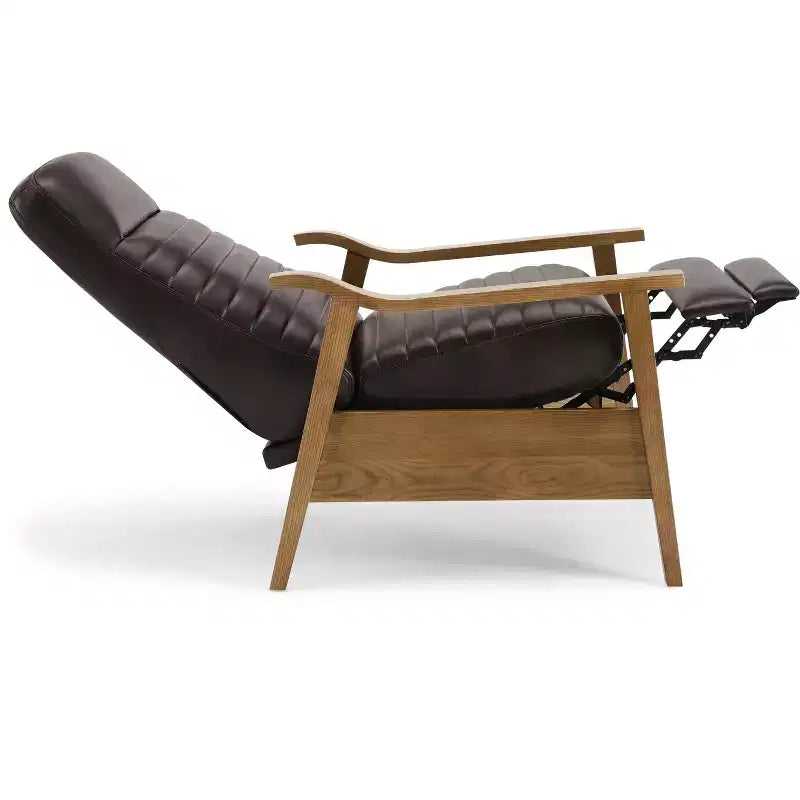 Fauteuil inclinable moderne 41,5 po en bois et similicuir avec dossier inclinable