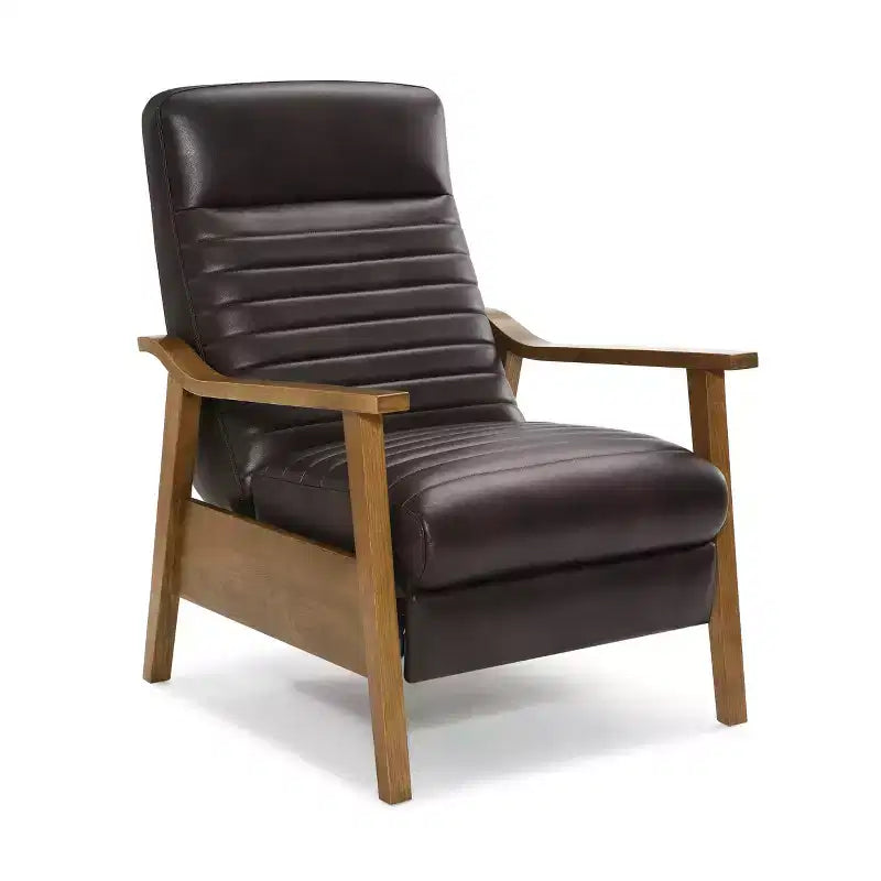 Fauteuil inclinable moderne 41,5 po en bois et similicuir avec dossier inclinable