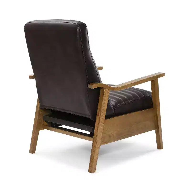 Fauteuil inclinable moderne 41,5 po en bois et similicuir avec dossier inclinable