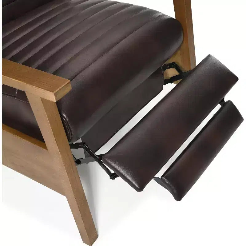 Fauteuil inclinable moderne 41,5 po en bois et similicuir avec dossier inclinable