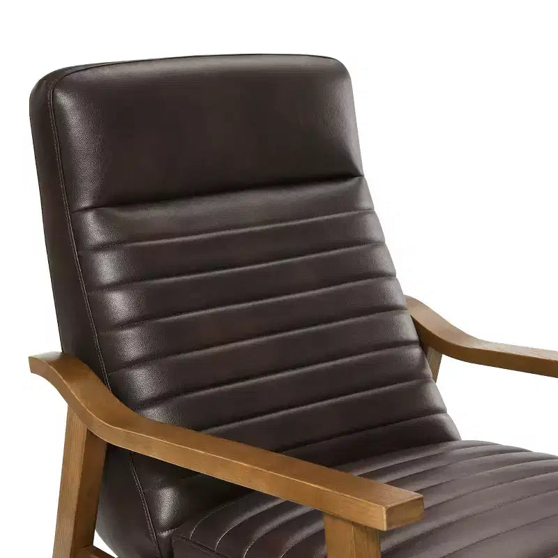 Fauteuil inclinable moderne 41,5 po en bois et similicuir avec dossier inclinable