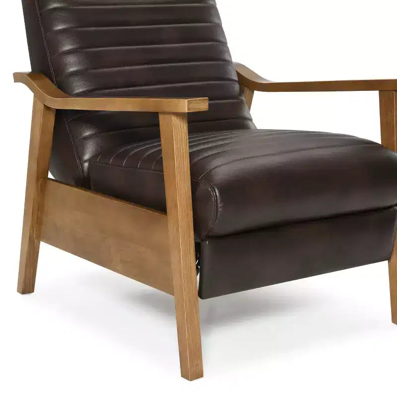 Fauteuil inclinable moderne 41,5 po en bois et similicuir avec dossier inclinable