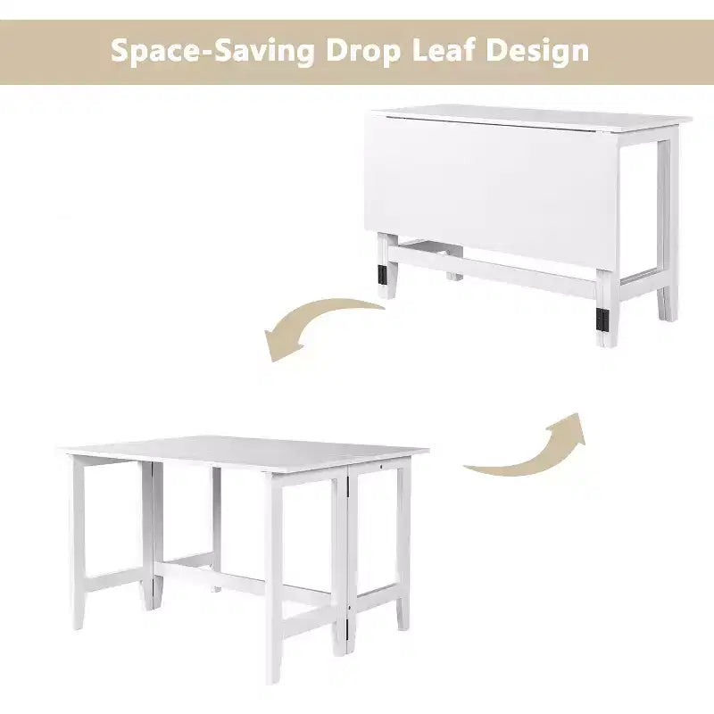 Table de salle à manger extensible en bois style campagnard avec rabat, pour petits espaces, grise