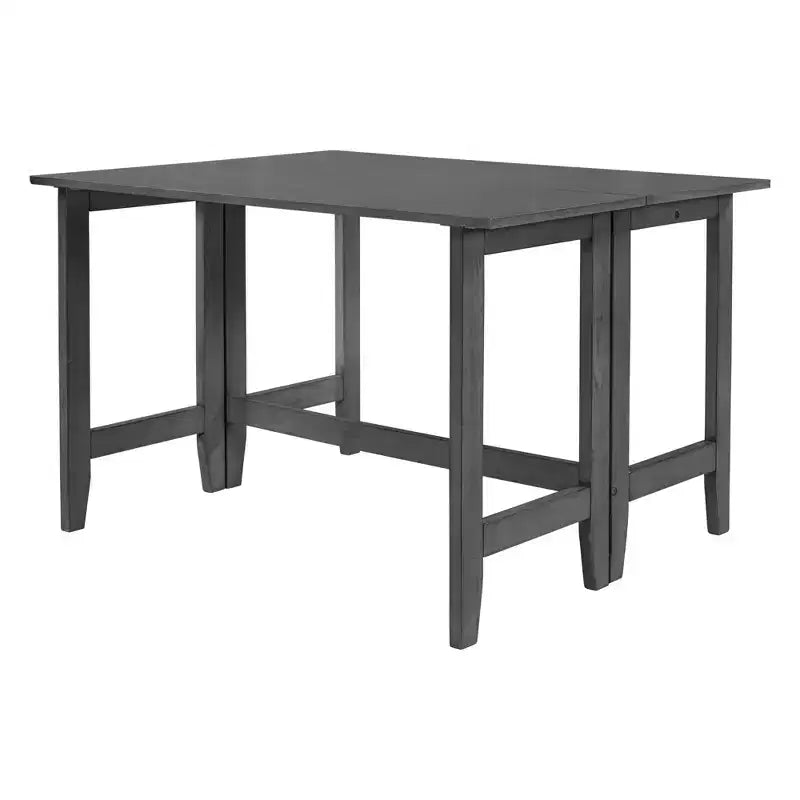 Table de salle à manger extensible en bois style campagnard avec rabat, pour petits espaces, grise
