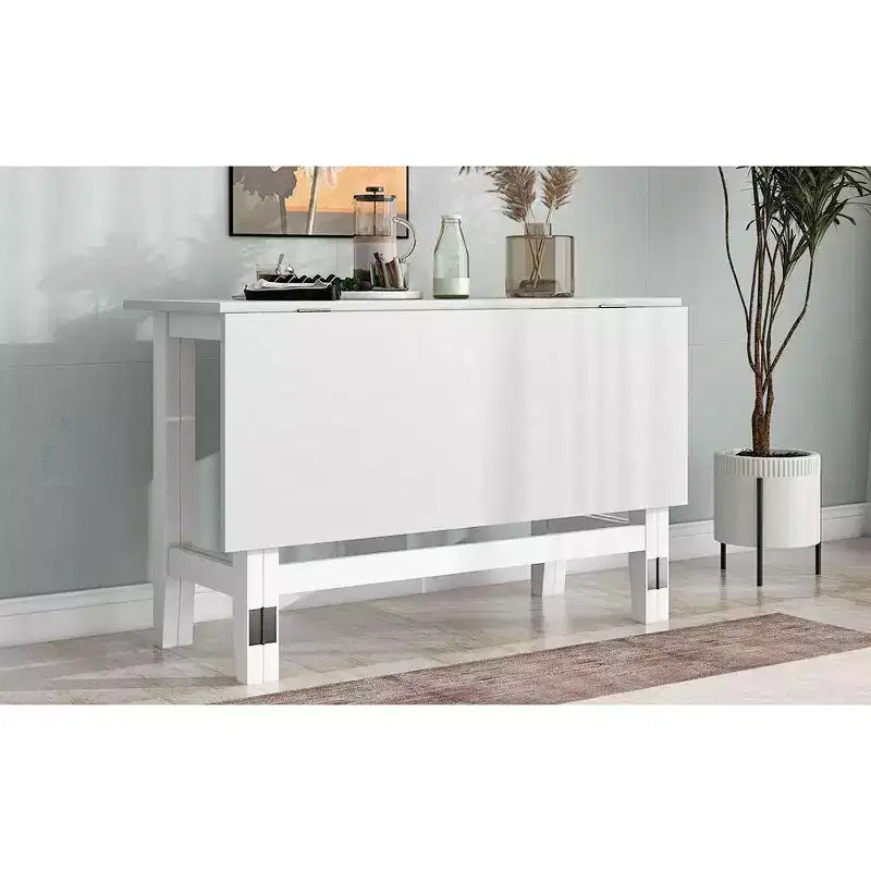 Table de salle à manger extensible en bois style campagnard avec rabat, pour petits espaces, grise