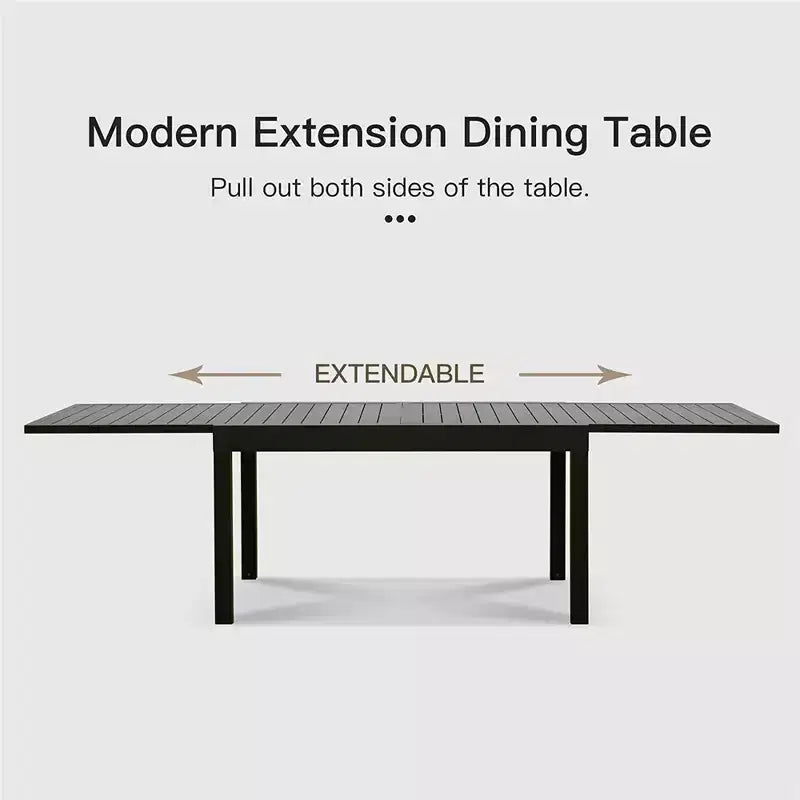 Table à manger extensible en aluminium, 6 places, blanche, pour salle à manger ou patio
