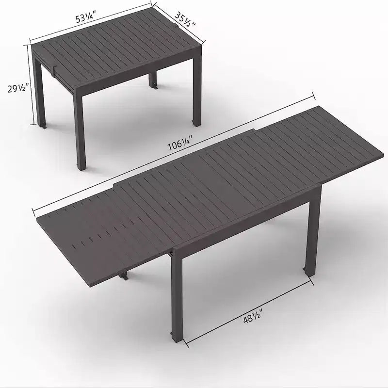 Table à manger extensible en aluminium, 6 places, blanche, pour salle à manger ou patio