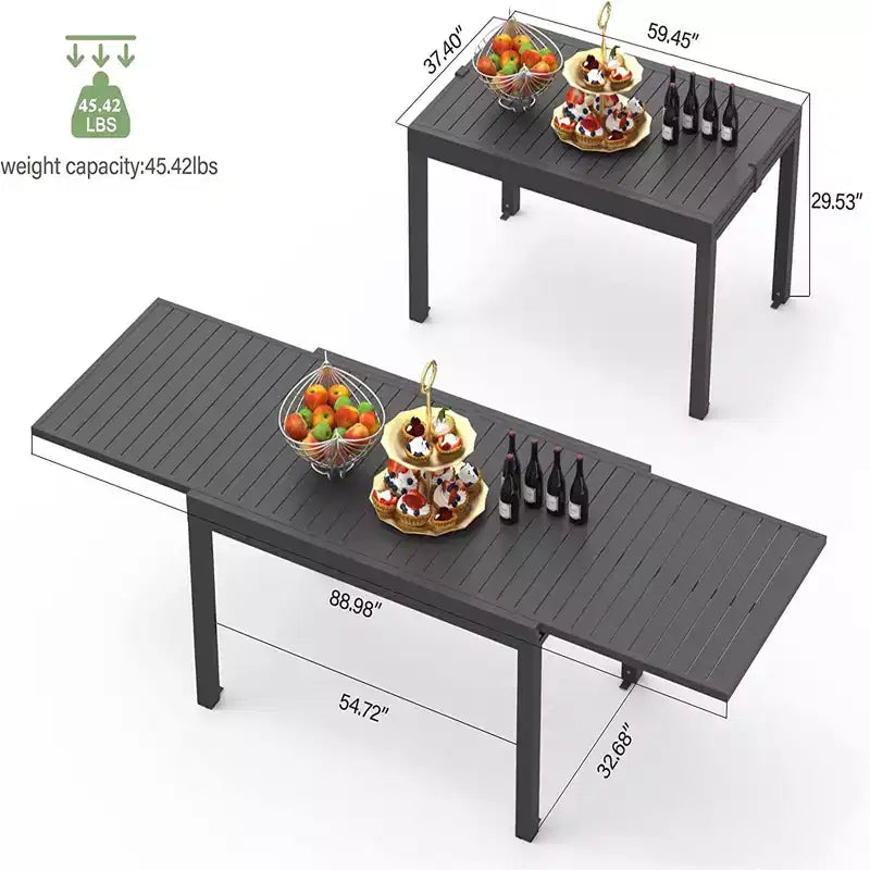 Table à manger extensible en aluminium, 6 places, blanche, pour salle à manger ou patio