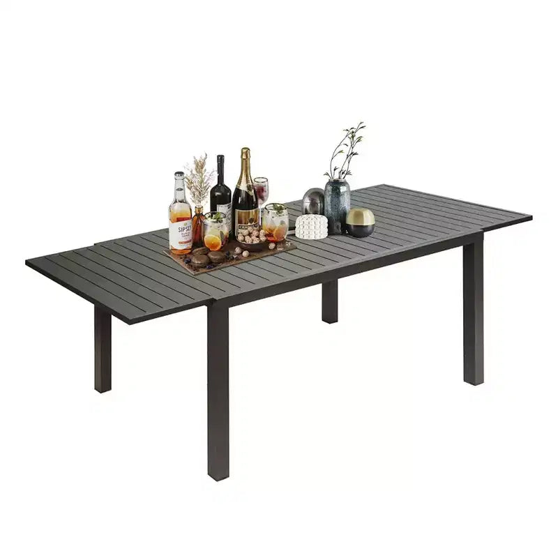 Table à manger extensible en aluminium, 6 places, blanche, pour salle à manger ou patio