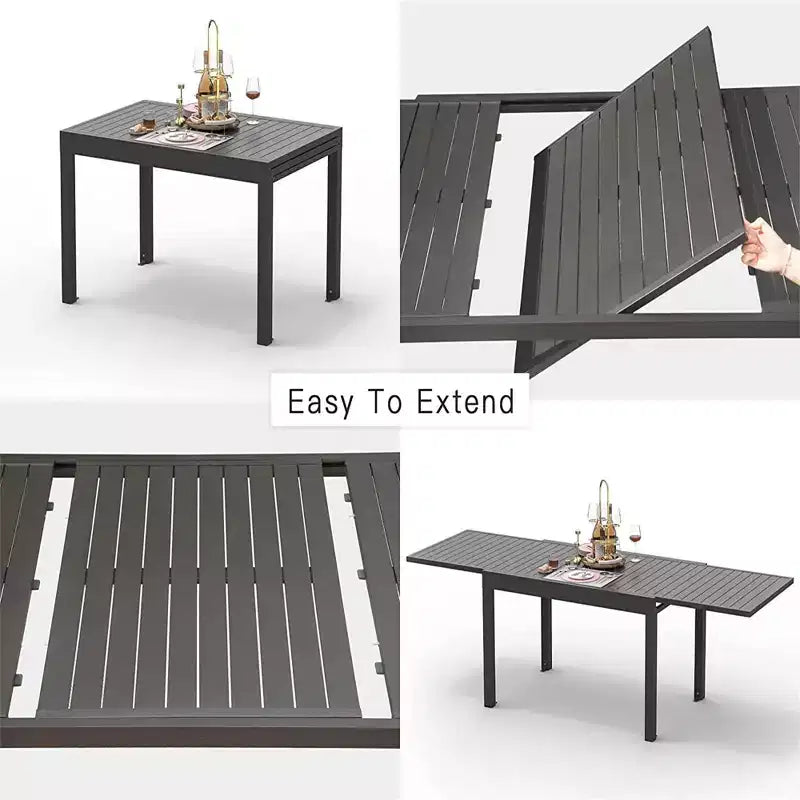 Table à manger extensible en aluminium, 6 places, blanche, pour salle à manger ou patio
