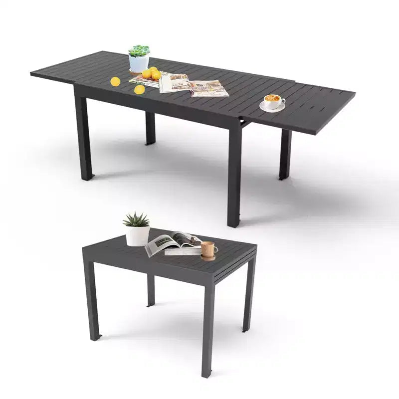 Table à manger extensible en aluminium, 6 places, blanche, pour salle à manger ou patio