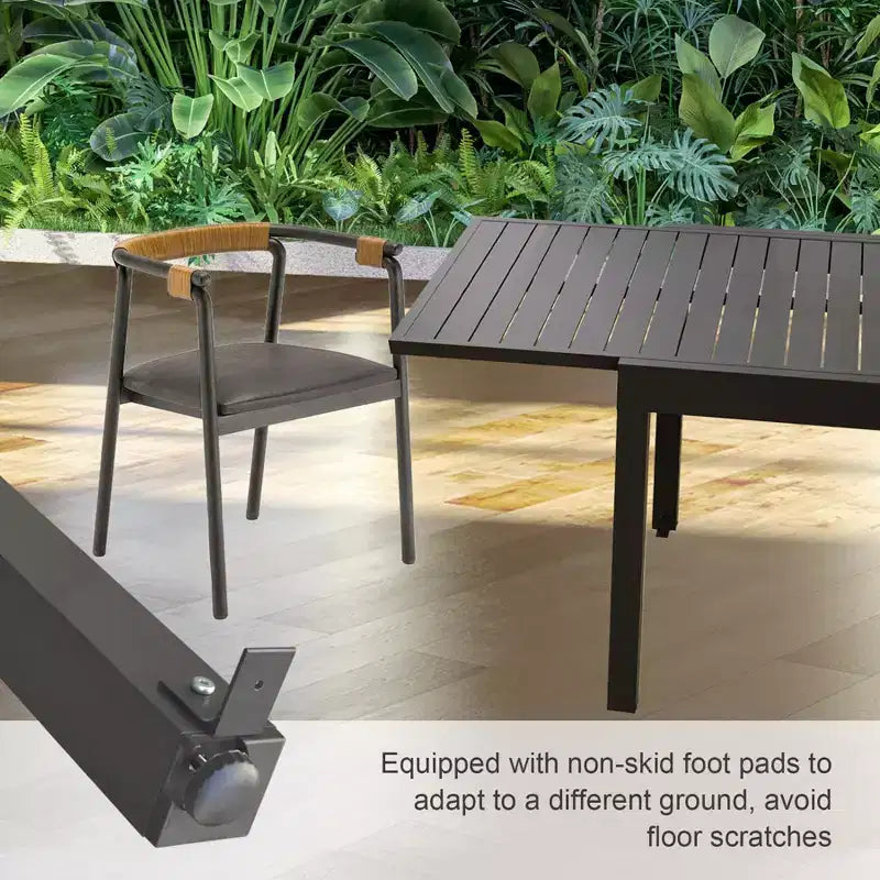 Table à manger extensible en aluminium, 6 places, blanche, pour salle à manger ou patio