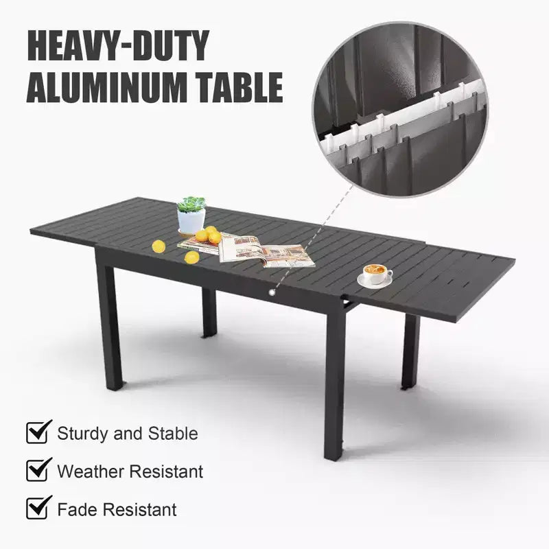 Table à manger extensible en aluminium, 6 places, blanche, pour salle à manger ou patio