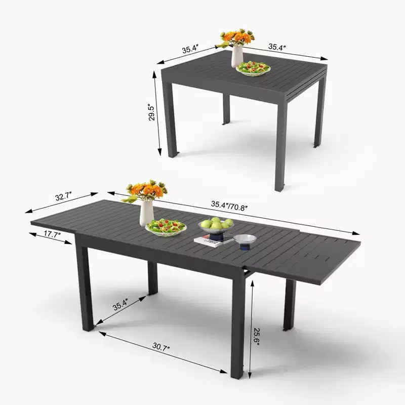 Table à manger extensible en aluminium, 6 places, blanche, pour salle à manger ou patio