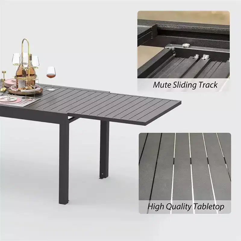 Table à manger extensible en aluminium, 6 places, blanche, pour salle à manger ou patio