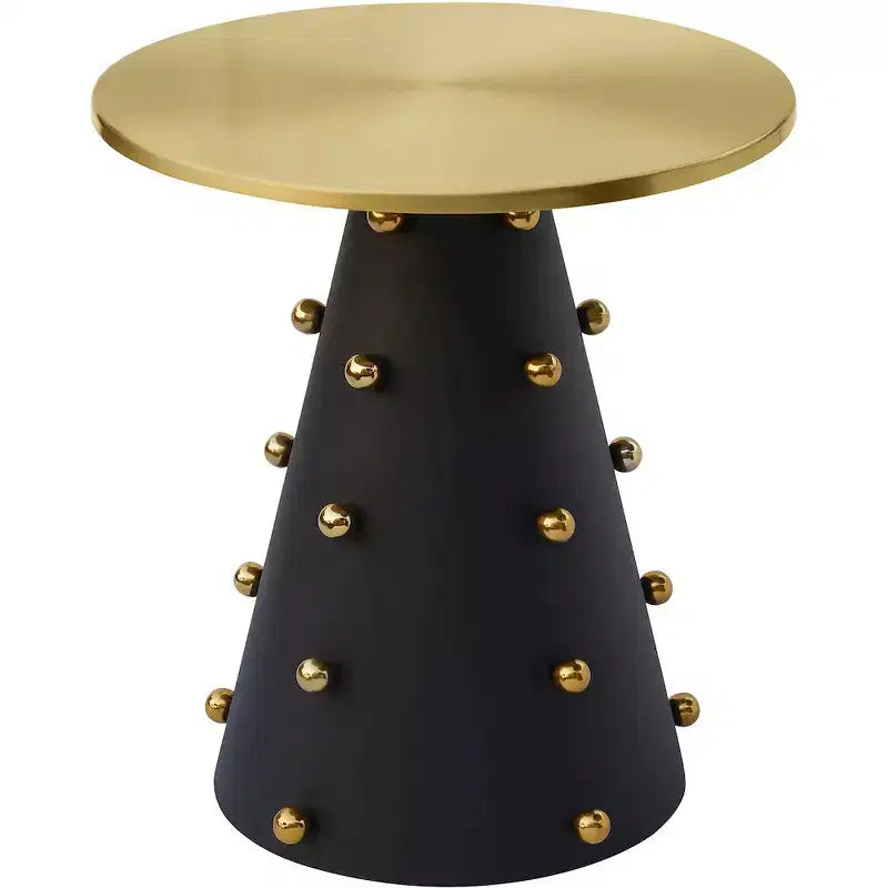 Raven Black & Gold Round End Table