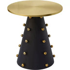 Table d'appoint ronde Raven noire et dorée