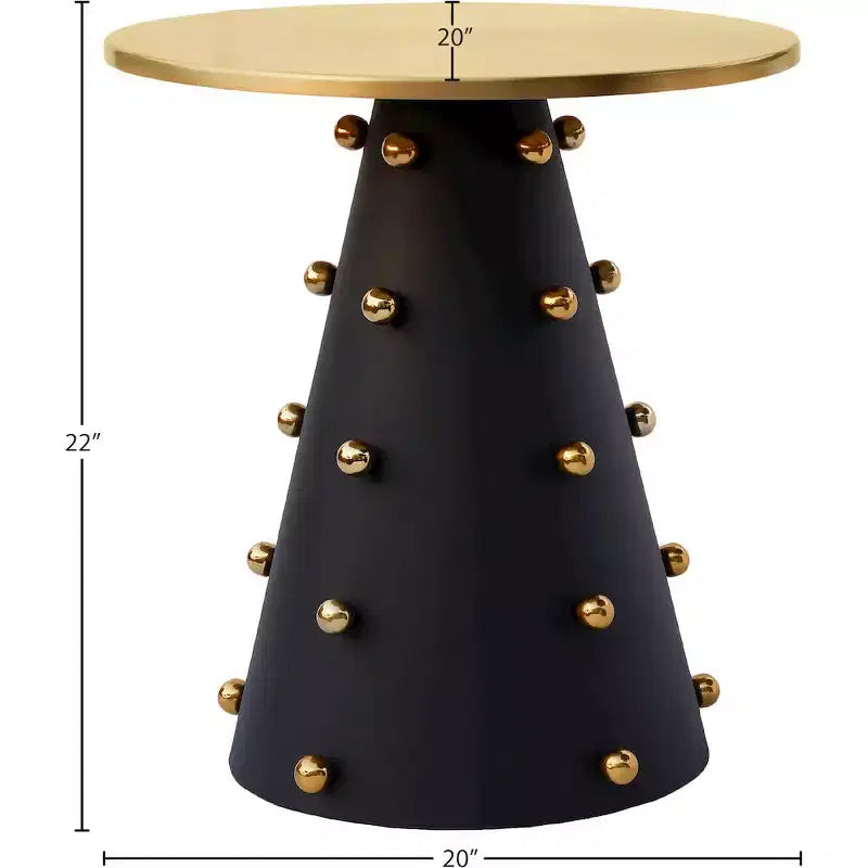 Raven Black & Gold Round End Table