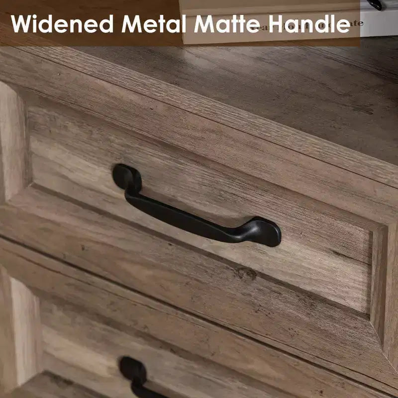 Modern Rustic Nightstand with Charging Station and 2 Drawers