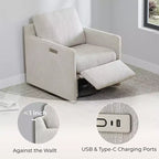Fauteuil pivotant inclinable gain de place avec repose-pieds électrique et port USB