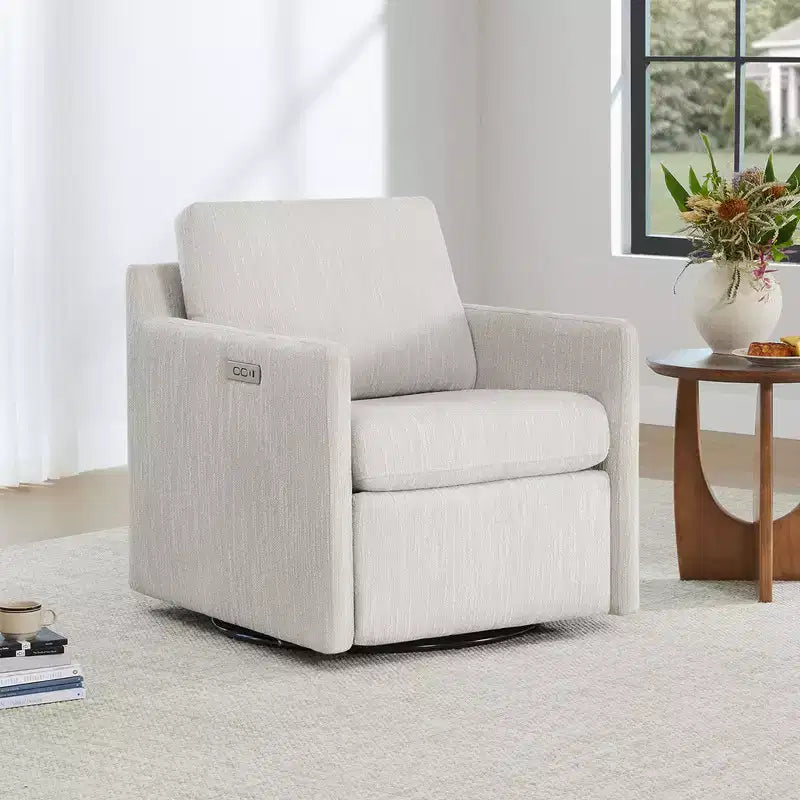 Power Swivel Accent Chair Wall Hugger with Electric Footrest and USB Charging