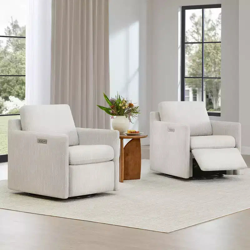 Power Swivel Accent Chair Wall Hugger with Electric Footrest and USB Charging