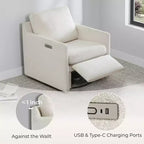 Fauteuil pivotant inclinable gain de place avec repose-pieds électrique et port USB