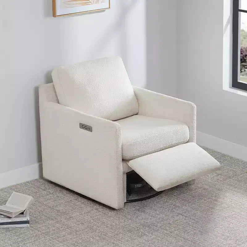 Power Swivel Accent Chair Wall Hugger with Electric Footrest and USB Charging