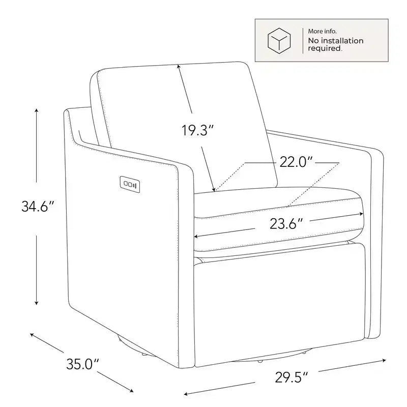 Power Swivel Accent Chair Wall Hugger with Electric Footrest and USB Charging