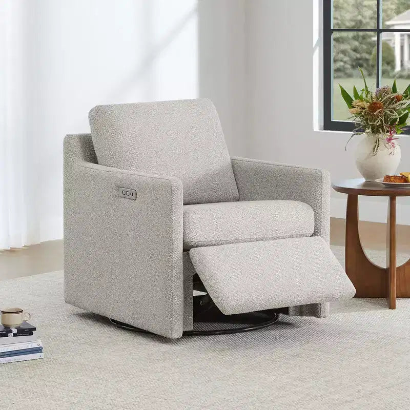 Fauteuil pivotant inclinable gain de place avec repose-pieds électrique et port USB