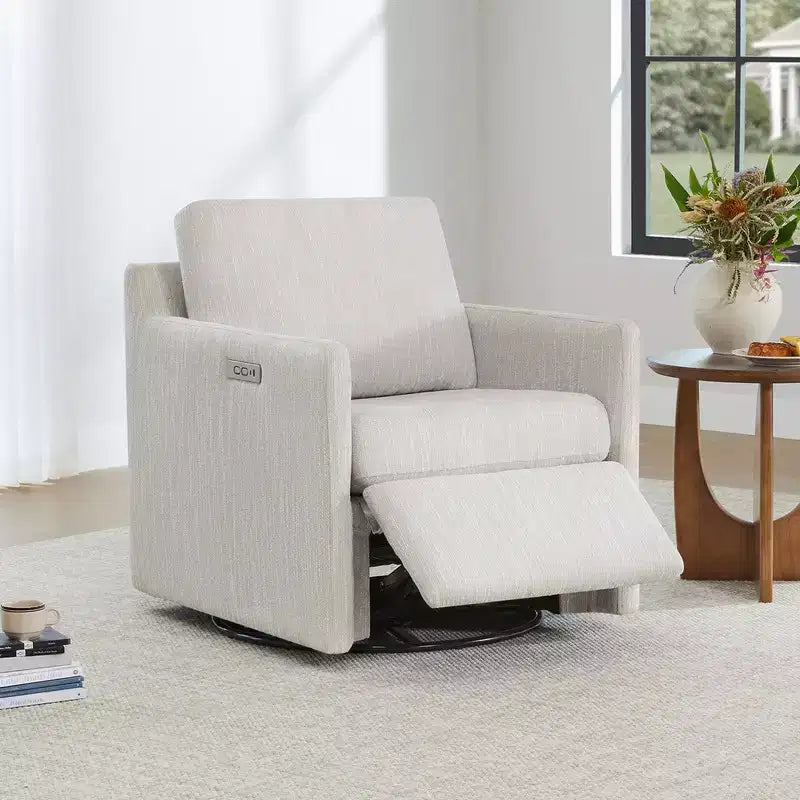 Fauteuil pivotant inclinable gain de place avec repose-pieds électrique et port USB