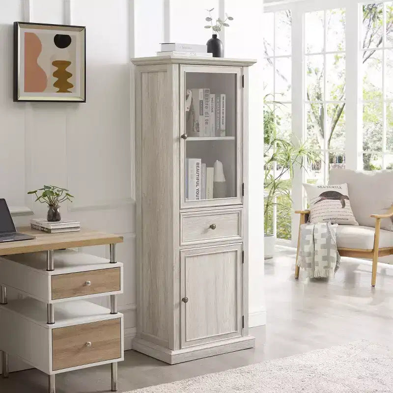 Modern Free-Standing Display Bookshelf, Multifunctional Storage Organizer for Living Room & Office