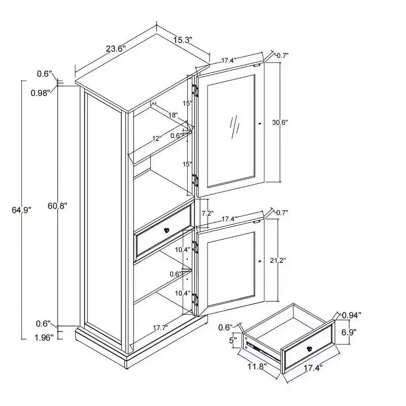 Modern Free-Standing Display Bookshelf, Multifunctional Storage Organizer for Living Room & Office
