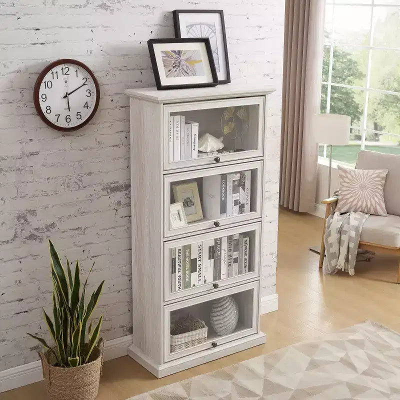 Modern Free-Standing Display Bookshelf, Multifunctional Storage Organizer for Living Room & Office