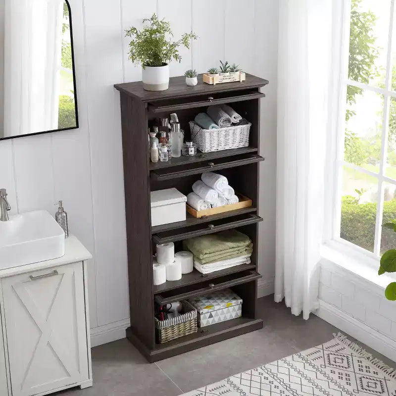 Modern Free-Standing Display Bookshelf, Multifunctional Storage Organizer for Living Room & Office