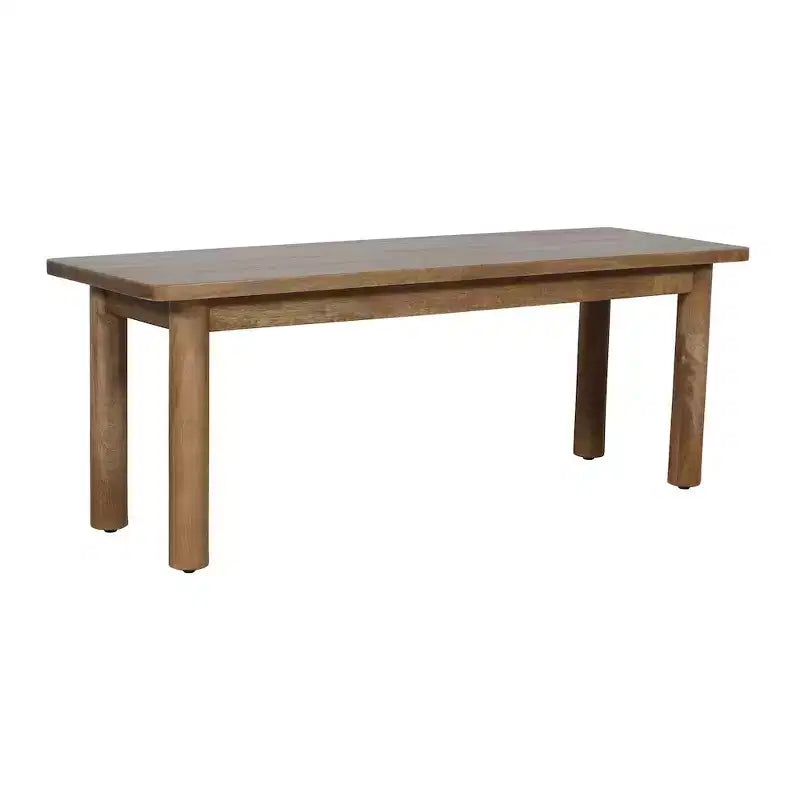 Banc de salle à manger rustique en bois de manguier massif de 127 cm, finition brun doré