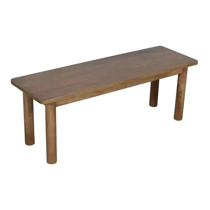 Banc de salle à manger rustique en bois de manguier massif de 127 cm, finition brun doré