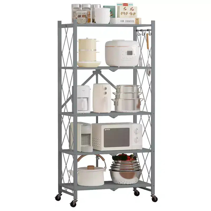 Étagères de rangement métalliques pliantes à 4 niveaux, gris