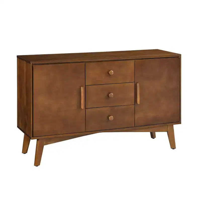 Buffet bahut de 120 cm avec 2 portes et 3 tiroirs, meuble console d'appoint pour cuisine, salle à manger, salon, noyer