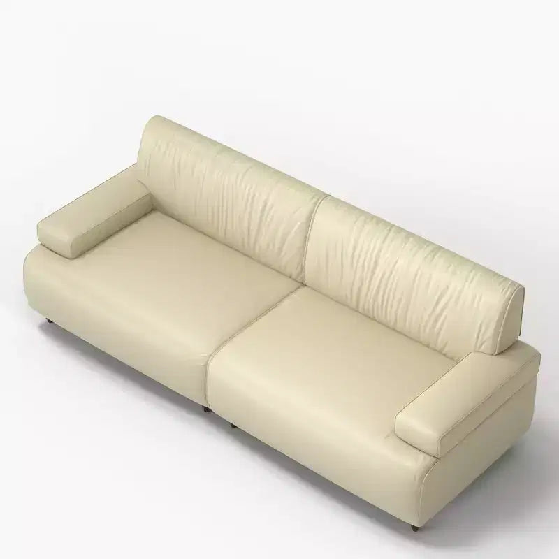 Canapé en cuir huilé ciré de 219 cm avec cadre en bois massif, 3 places