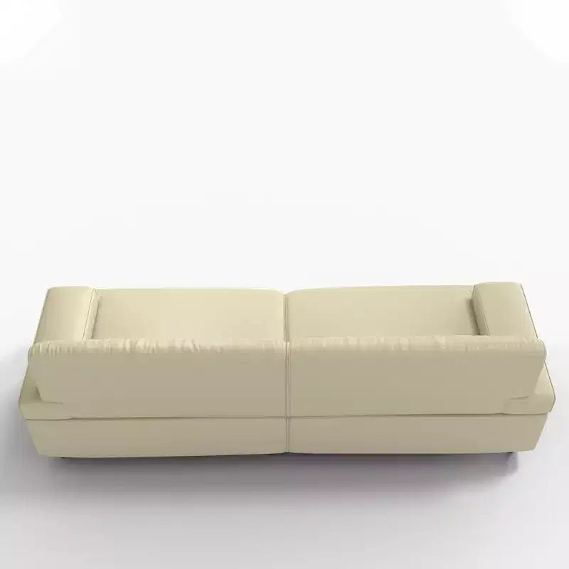 Canapé en cuir huilé ciré de 219 cm avec cadre en bois massif, 3 places