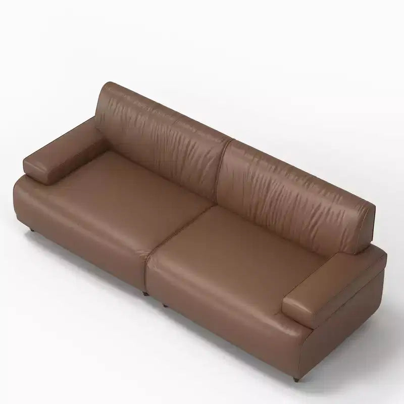 Canapé en cuir huilé ciré de 219 cm avec cadre en bois massif, 3 places