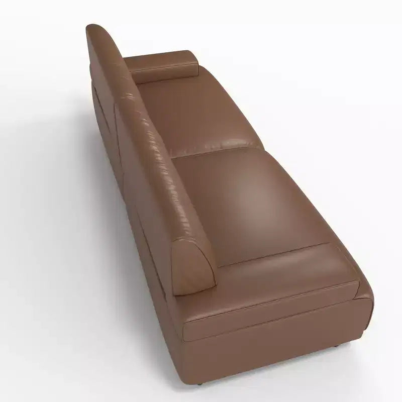 Canapé en cuir huilé ciré de 219 cm avec cadre en bois massif, 3 places