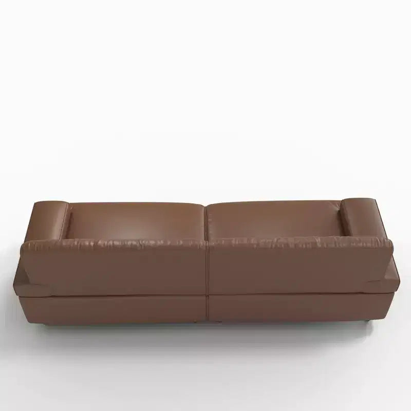 Canapé en cuir huilé ciré de 219 cm avec cadre en bois massif, 3 places