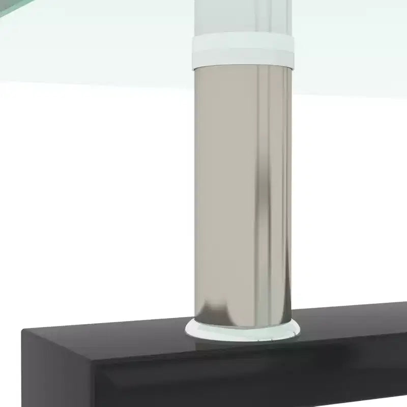 Table basse rectangulaire moderne en verre trempé et fer forgé avec étagère