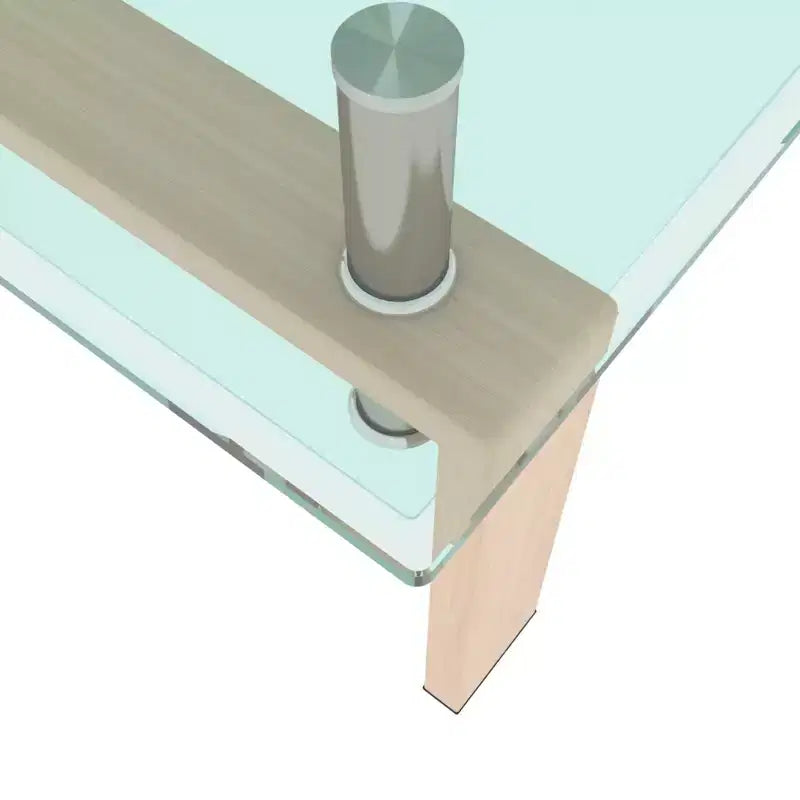 Table basse rectangulaire moderne en verre trempé et fer forgé avec étagère
