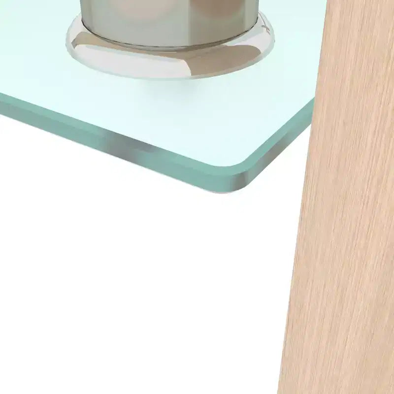 Table basse rectangulaire moderne en verre trempé et fer forgé avec étagère