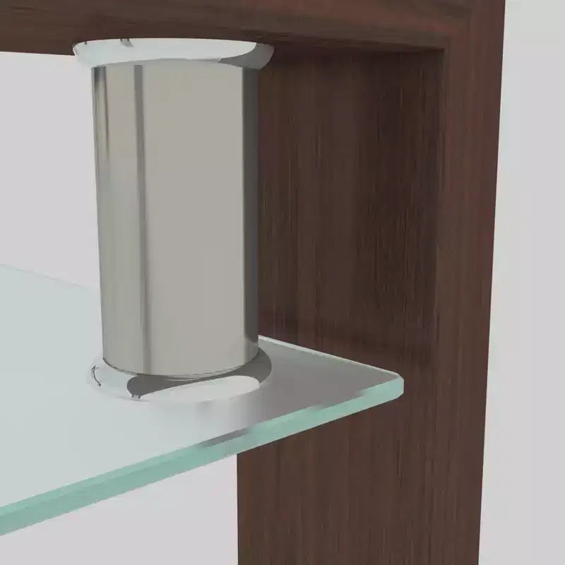 Table basse rectangulaire moderne en verre trempé et fer forgé avec étagère